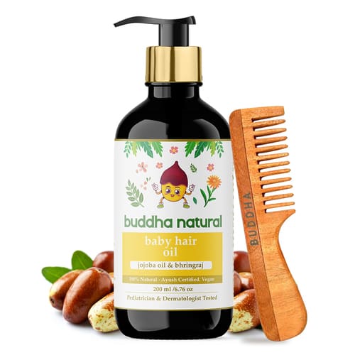 buddha natural baby hair oil handle neem comb image