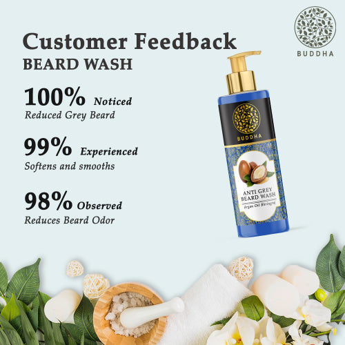 buddha natural anti grey beard serum and wash combo wash customer feedback image