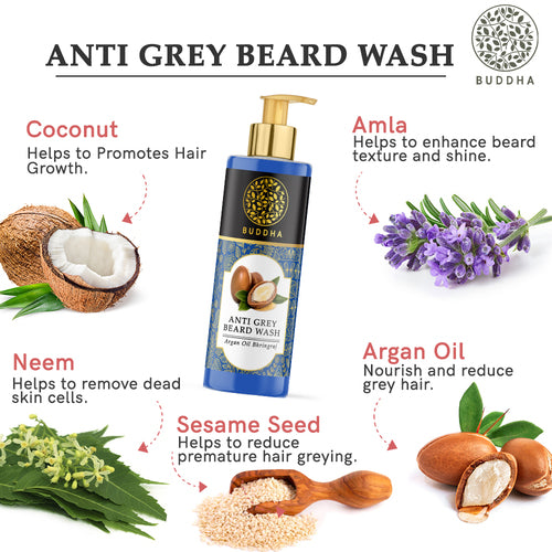 Buddha Natural - Anti Grey Beard Serum Oil, Beard Wash & Beard Gel Combo Ingredients